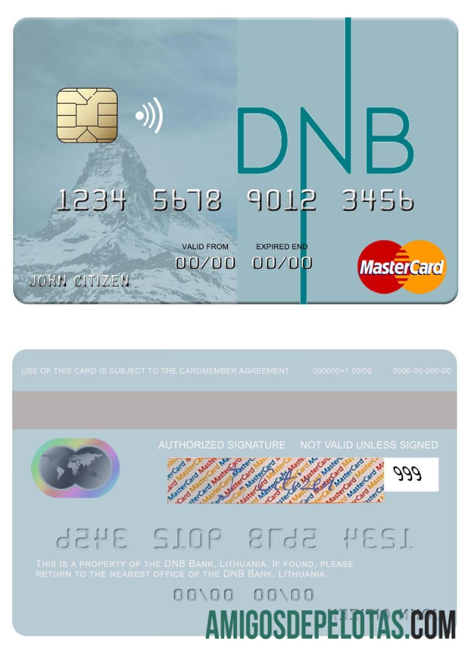 Lithuania DNB Bank Mastercard template